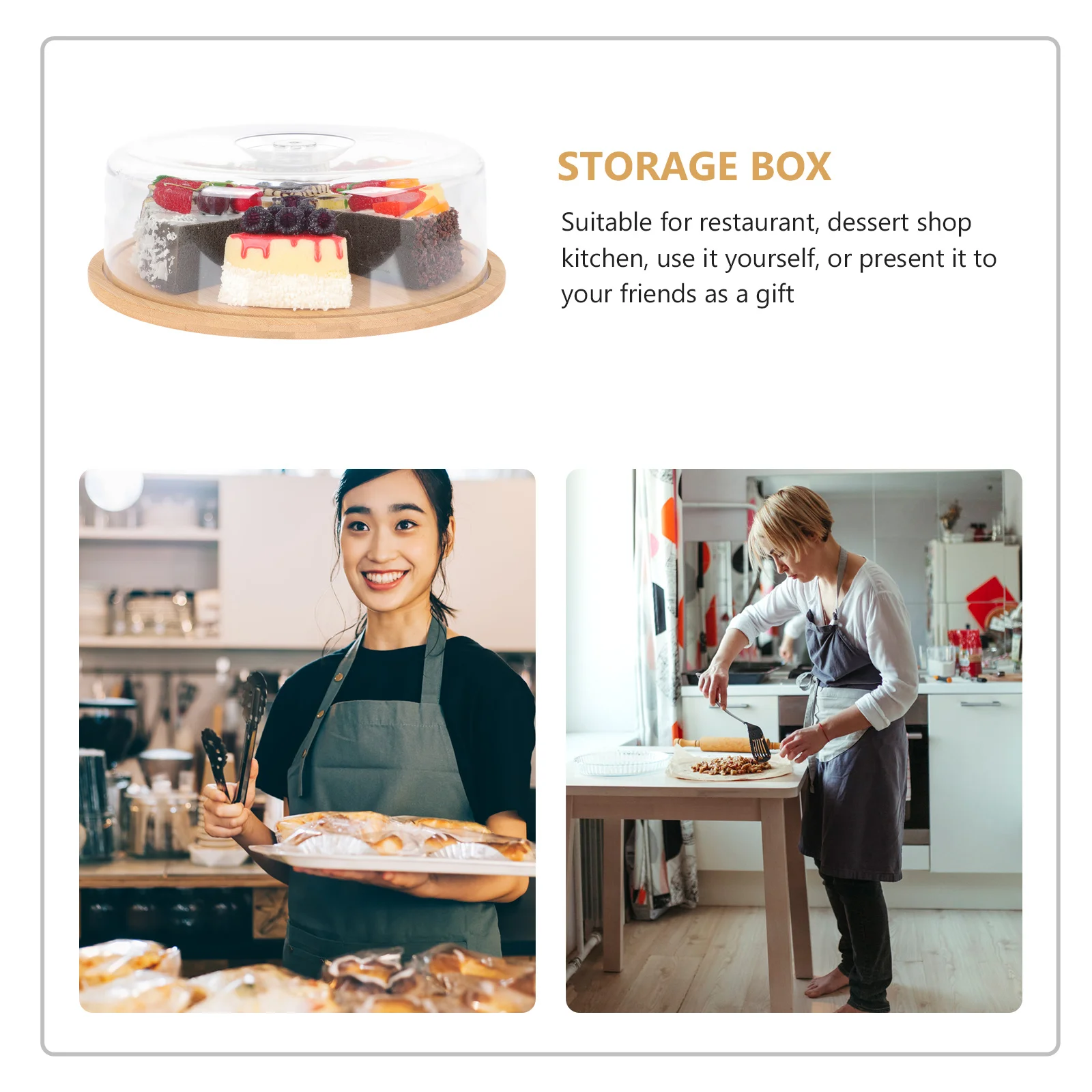 

Storage Box Round Bamboo Butter Dish Lid Snack Serving Tray Kitchen Bread Cheese Keeper Container Fridge Butter Tray