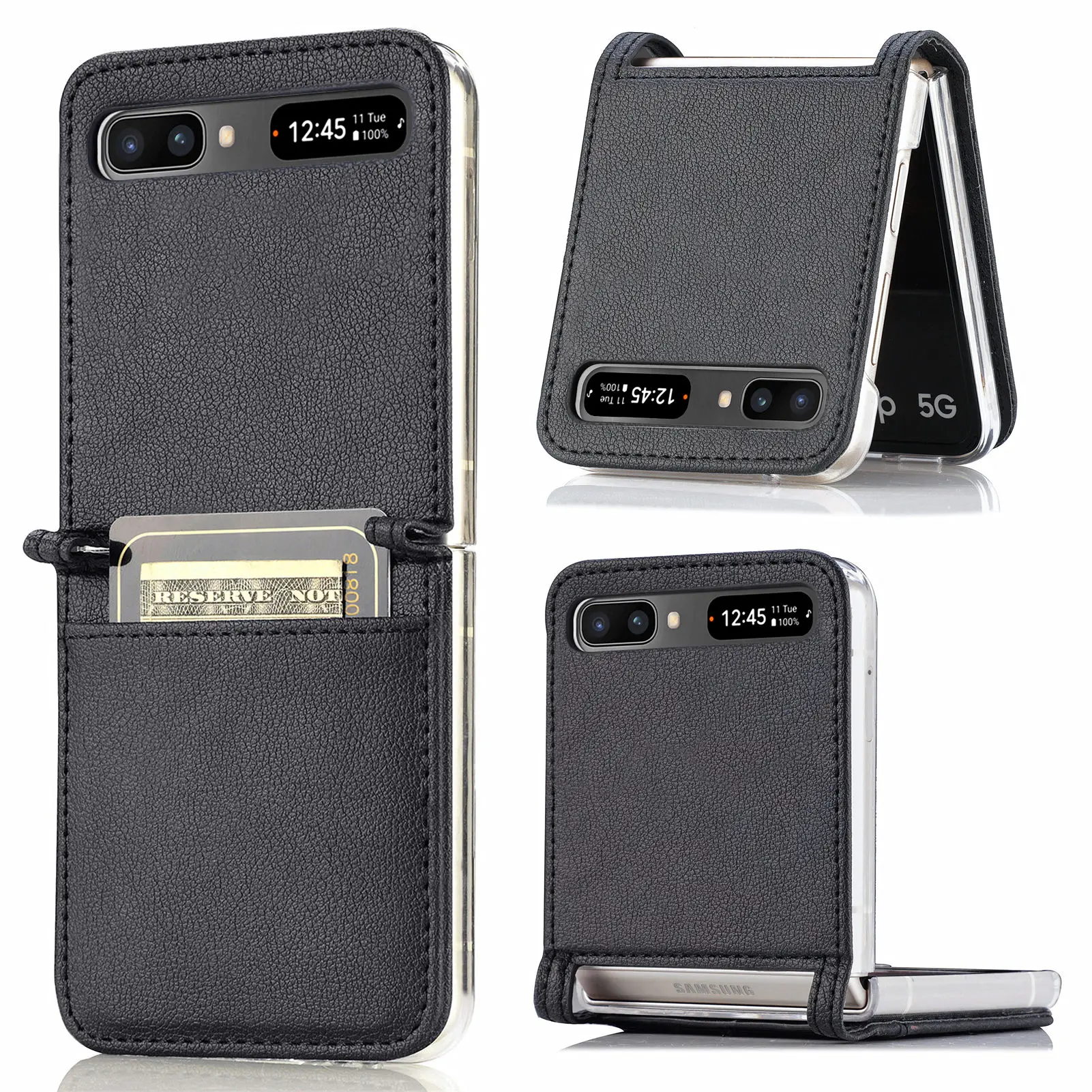 for Samsung Z Flip 2 1 Anti-Dust Card Slot Case for Samsung Galaxy Z Flip2 5G Flip 1 2 Leather Phone Accessories