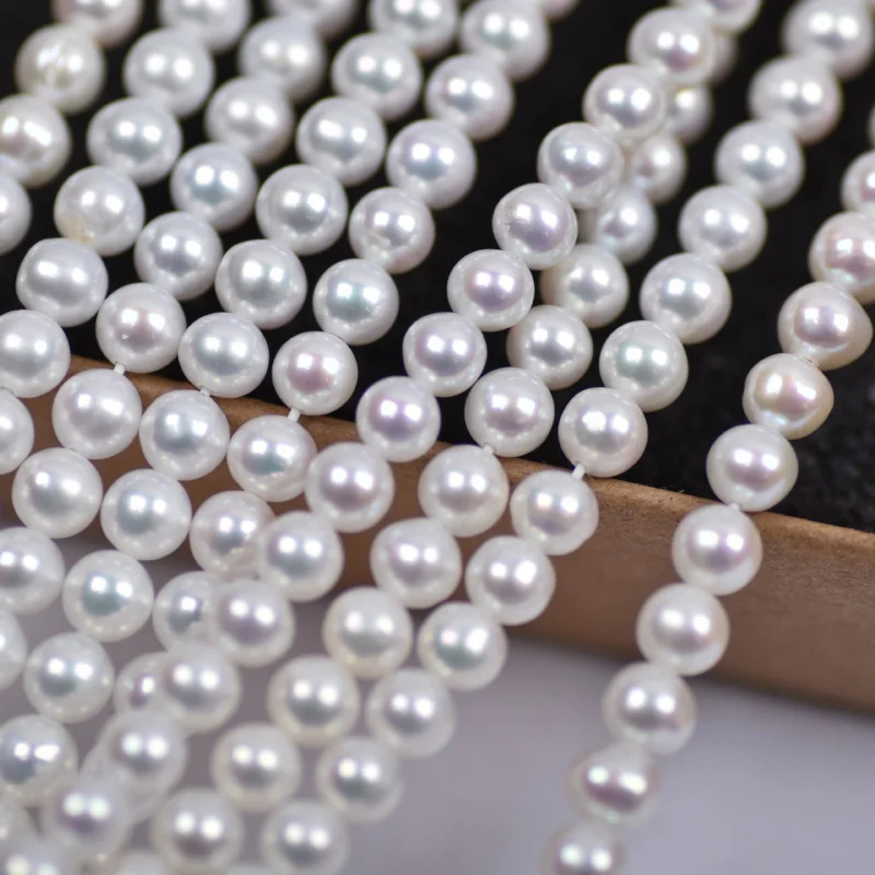 

Milk White Bright4mmStrong LightAKPearl Near Perfect Round Necklace Semi-finished Product Natural Freshwater Pearl Loose Beads W