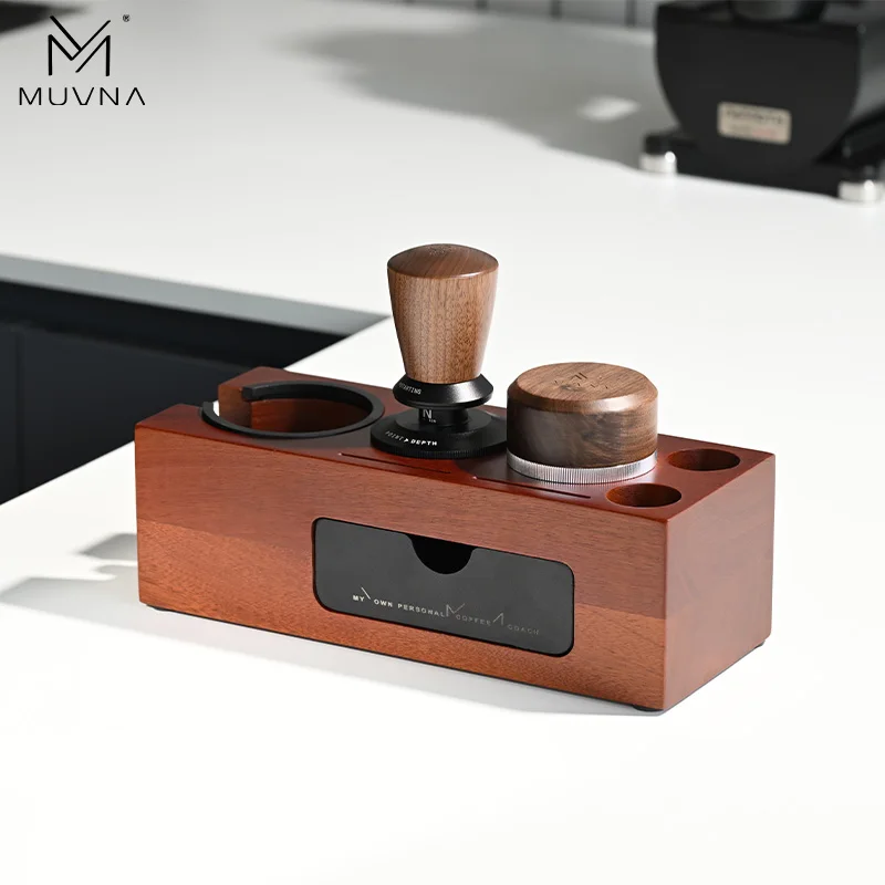 MUVNA Espresso Tamping Station, Organizer Station Drawer, Portafilter Holder, Puck Screen Filters Stand, Fits 51/54/58MM Tamper