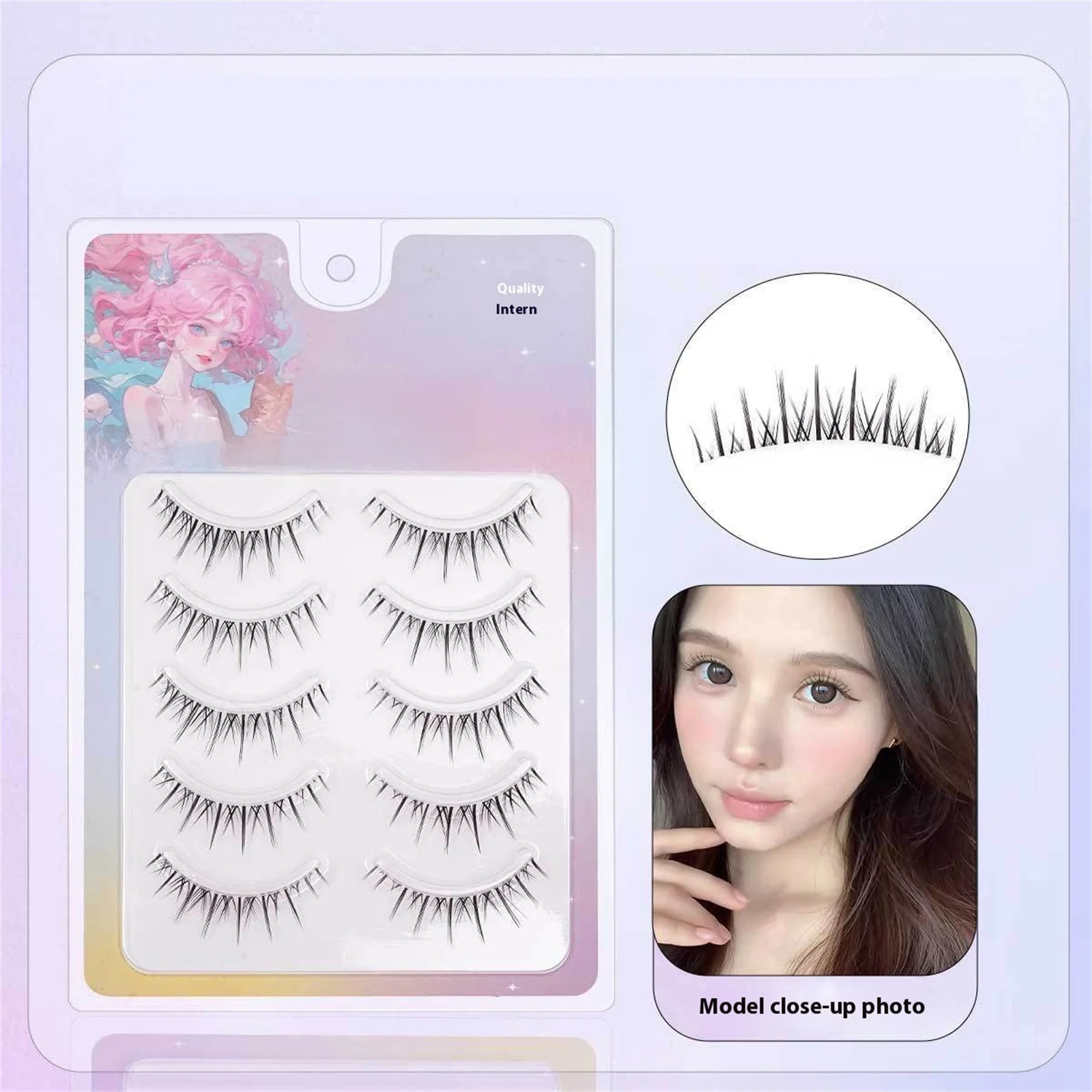 Mangá tiras de cílios banda transparente cílios postiços 5 pares aparência natural para maquiagem de casamento suprimentos diários de cílios