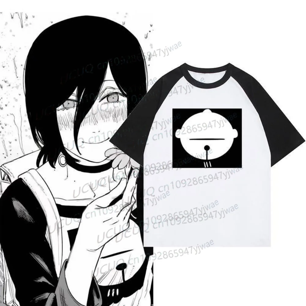 Men's And Women's Clothes Japanese Anime Chainsaw Reze Cosplay Short Sleeve T-shirt Y2K Street Harajuku Style Crew Neck Top