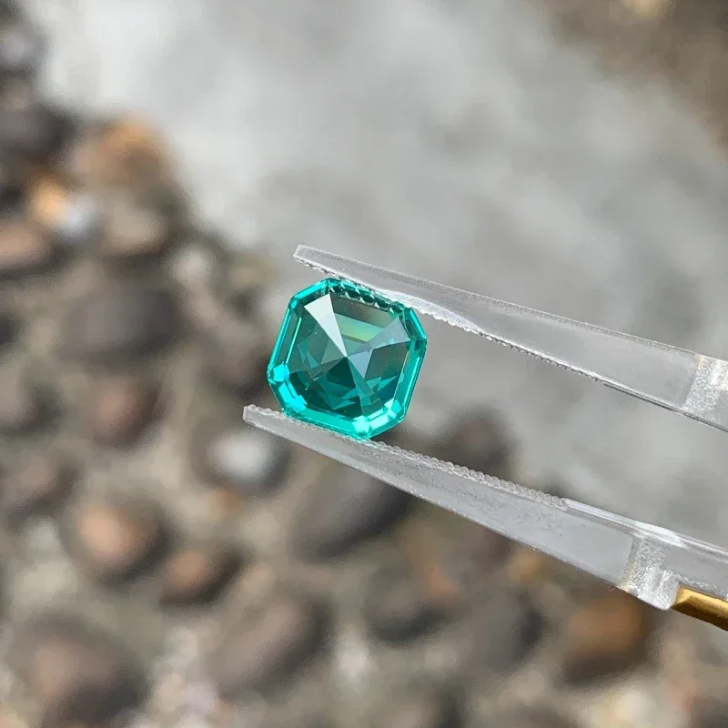

Paraiba Asscher Cut Lab Grown Gemstone for DIY Advanced Jewelry Making Inlay Ring Necklace Bracelet Selectable AGL Certificate