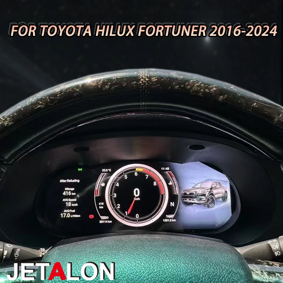 

12,3-дюймовый цифровой LCD-дисплей для приборной панели Toyota Hilux Fortuner 2016-2024, виртуальный кокпит, спидометр, головное устройство для автомобиля.