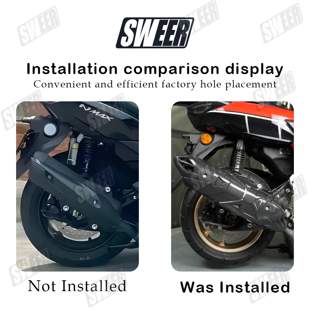 Motorcycle Exhaust Pipe Carbon Fiber Compatible With Yamaha NMAX125 NMAX155 2020-2024 Anti-Scalding Shell Guard Side Cover