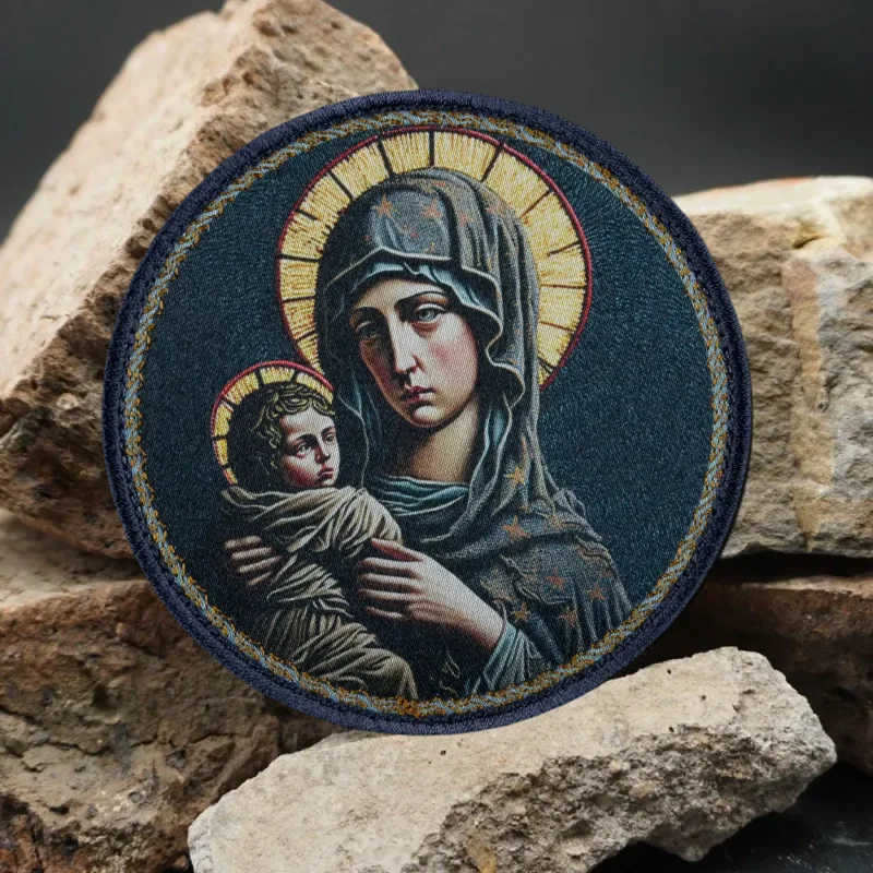 Mother of God Patch Printed Hook and Loop Patches for Clothing Military Army Morale Badge Armband Tactical Backpack Stickers