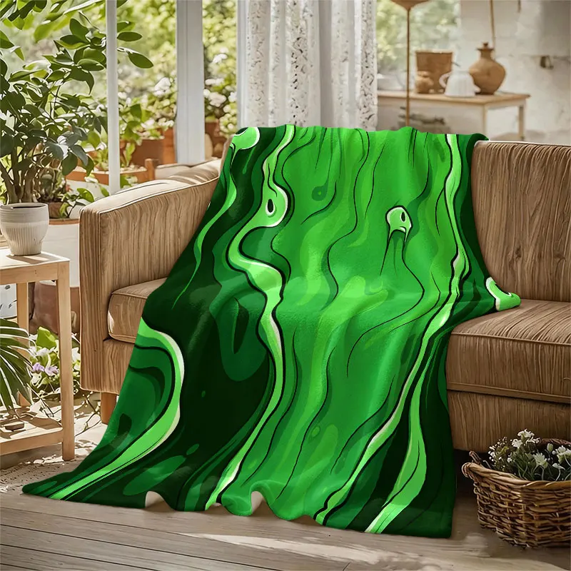 Green Slime Swirl Flannel Blanket Warm Soft Halloween Christmas Decorative Couch Warm Cozy All-Season Gift