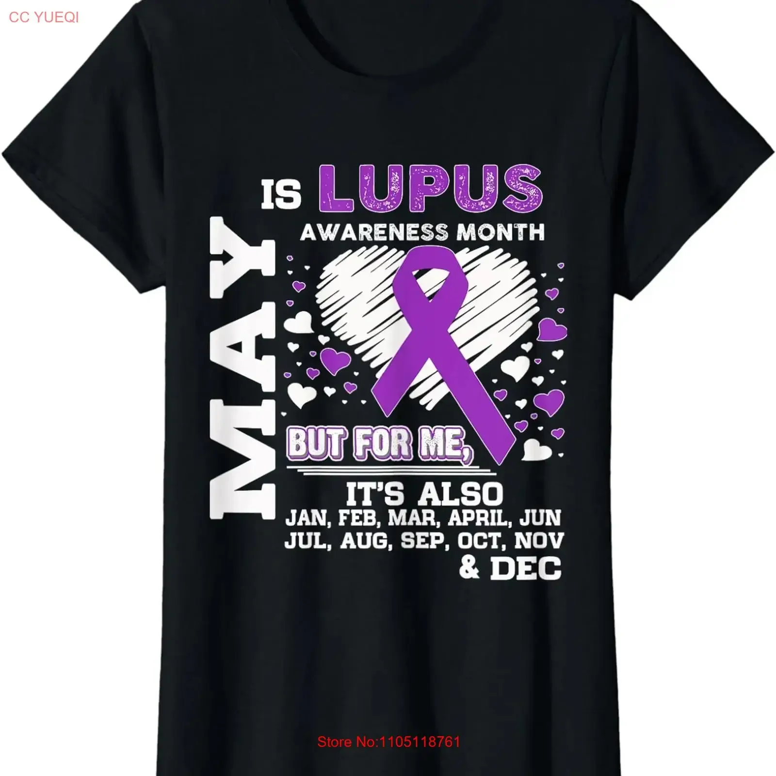 May Is Lupus awareness Month Ladies' Crewneck T Shirt long or short sleeves vintage Washed Slightly Stylish Versatile graphic