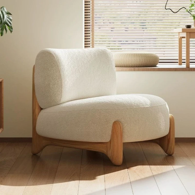 Solid Wood Living Room Chairs Relaxing Single Person Sofa Chair Comfortable Backrest Chaise Lounge Interior Balcony Lazy Bench