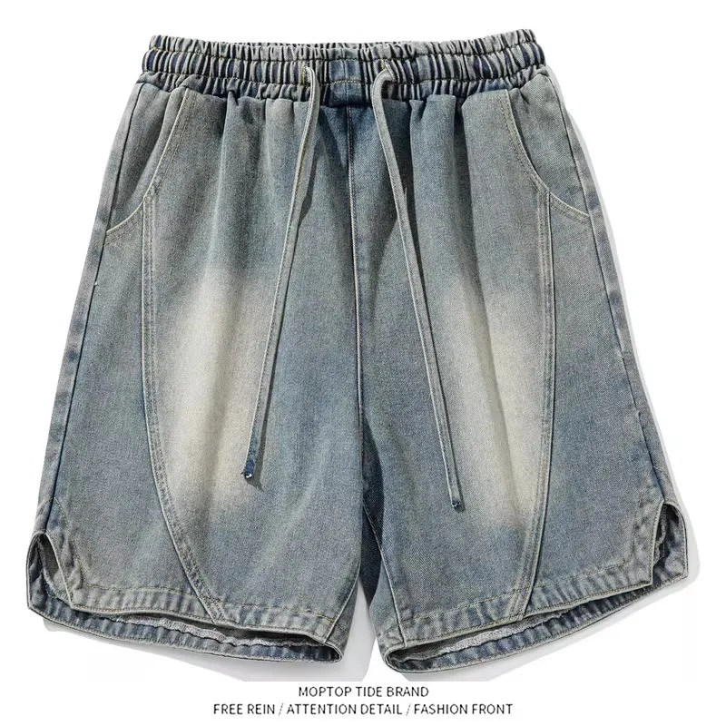 Verão 2026: Novidade! Shorts Jeans Americanos Retrô de Algodão com Corte Reto e Lavagem Desgastada para Homens e Mulheres - E...