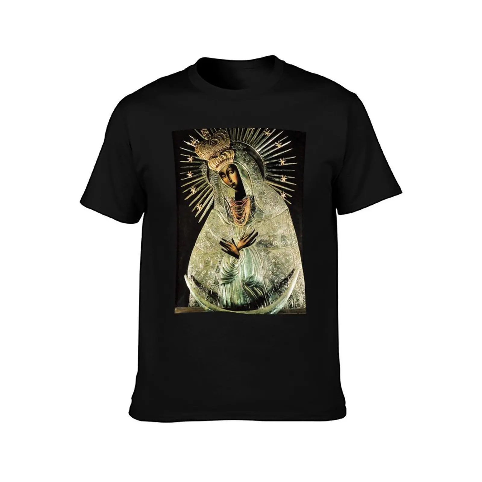 Black Madonna, Our Lady of Grace, Our Lady of Gate of Dawn, Virgin Mary T-Shirt, Summer Casual Cotton Tee, Vintage Graphic Print