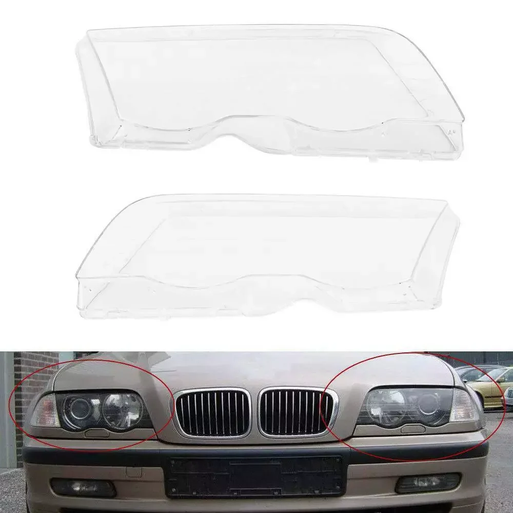 

1Pcs/1 Pair Car Headlight Cover For BMW E46 4 Door 3-Series 1998-2001 Lampshade Bright Shell Head Lamp Lens Covers