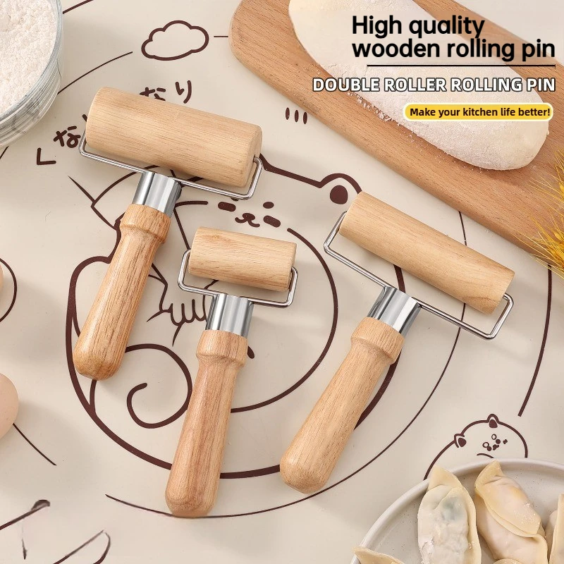 Lightweight Non Stick Wooden Rolling Pin and Pizza Bread Pastry Kitchen Baking Drum Tool, Essential for Home Kitchen Baking
