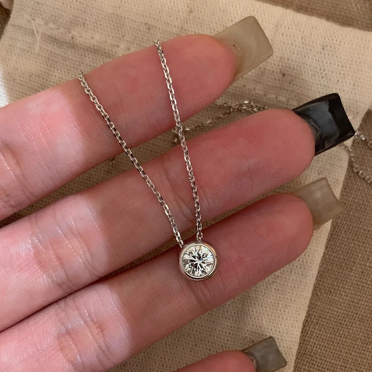 

Ожерелье из муассанита 5 мм для девочек, классическая цепочка на ключицу с пузырьками, стерлинговое серебро 925 пробы, вечерние ювелирные изделия, колье, подарок