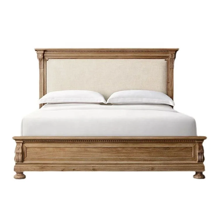 

* Modern Interior Furniture Minimalist Wooden Bed Frame Solid Oak for Home and Hotel with King Bed and Double Size