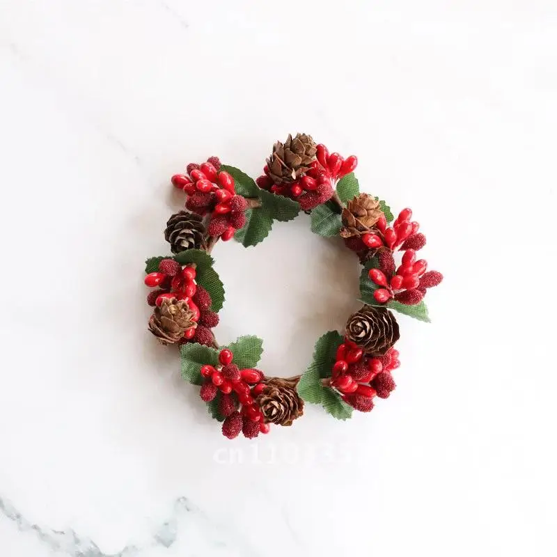 

Christmas decorative candle ring berry napkin ring Christmas wreath simulation berry holly fruit candle holder ring