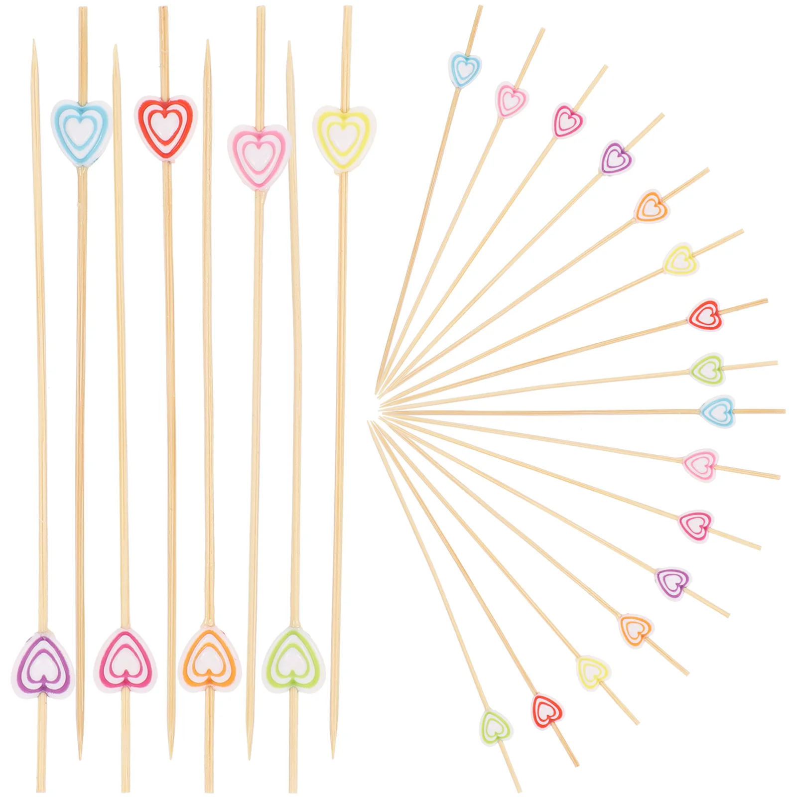

200 Pcs Fruit Sign Cake Decorative Skewers Dessert Picks For Party Heart Shaped Bamboo Fruits