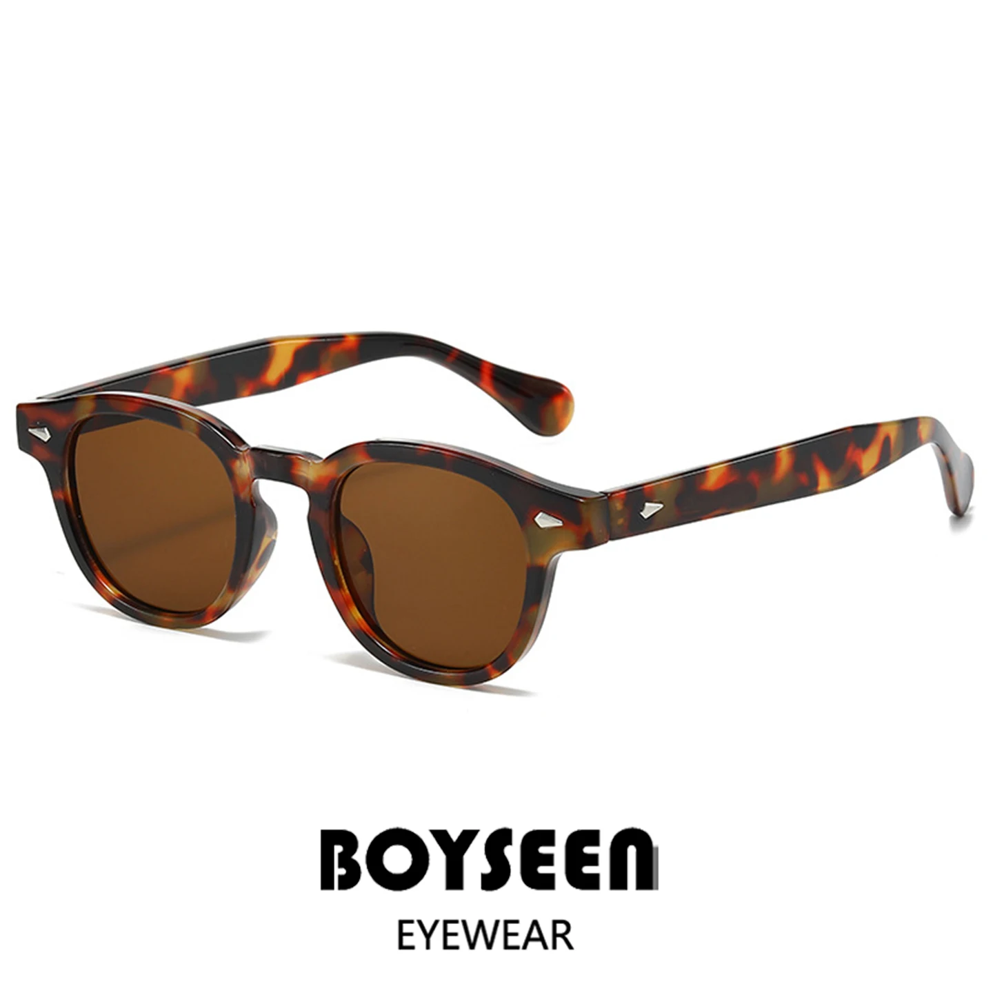 Men's Retro Orange Frame Sunglasses Can Make Prescription Customized Casual Small Round Tortoiseshell Eyewear UV400 Small Face