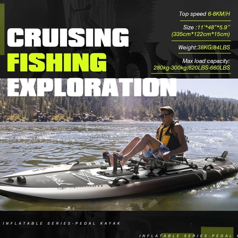 Spatium Anti Seawater Corrosion Drop Stitch Inflatable Fishing Kayak with Seat Inflatable Pedal Drive Fishing Kayak for Sale