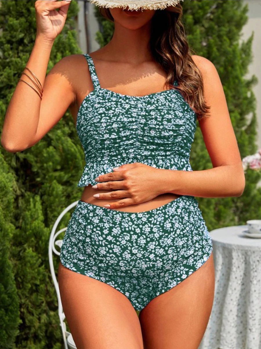 

2025 High Waist Bikini Ruffle Pregnant Swimsuit Women Two Pieces Swimwear Female Bathers Bathing Swimming Swim Suit Beachwear