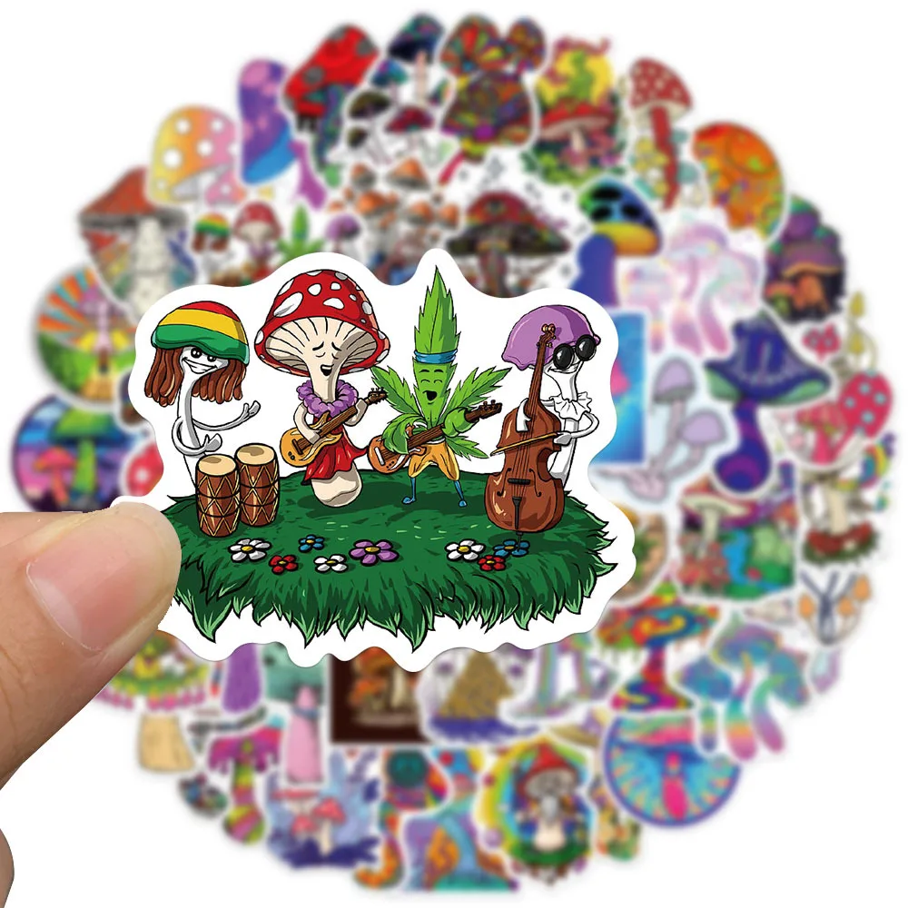 10/30/50pcs Psychedelic Mushroom Art Graffiti Stickers Colorful Rainbow Decal DIY Guitar Luggage Diary Aesthetic Cartoon Sticker