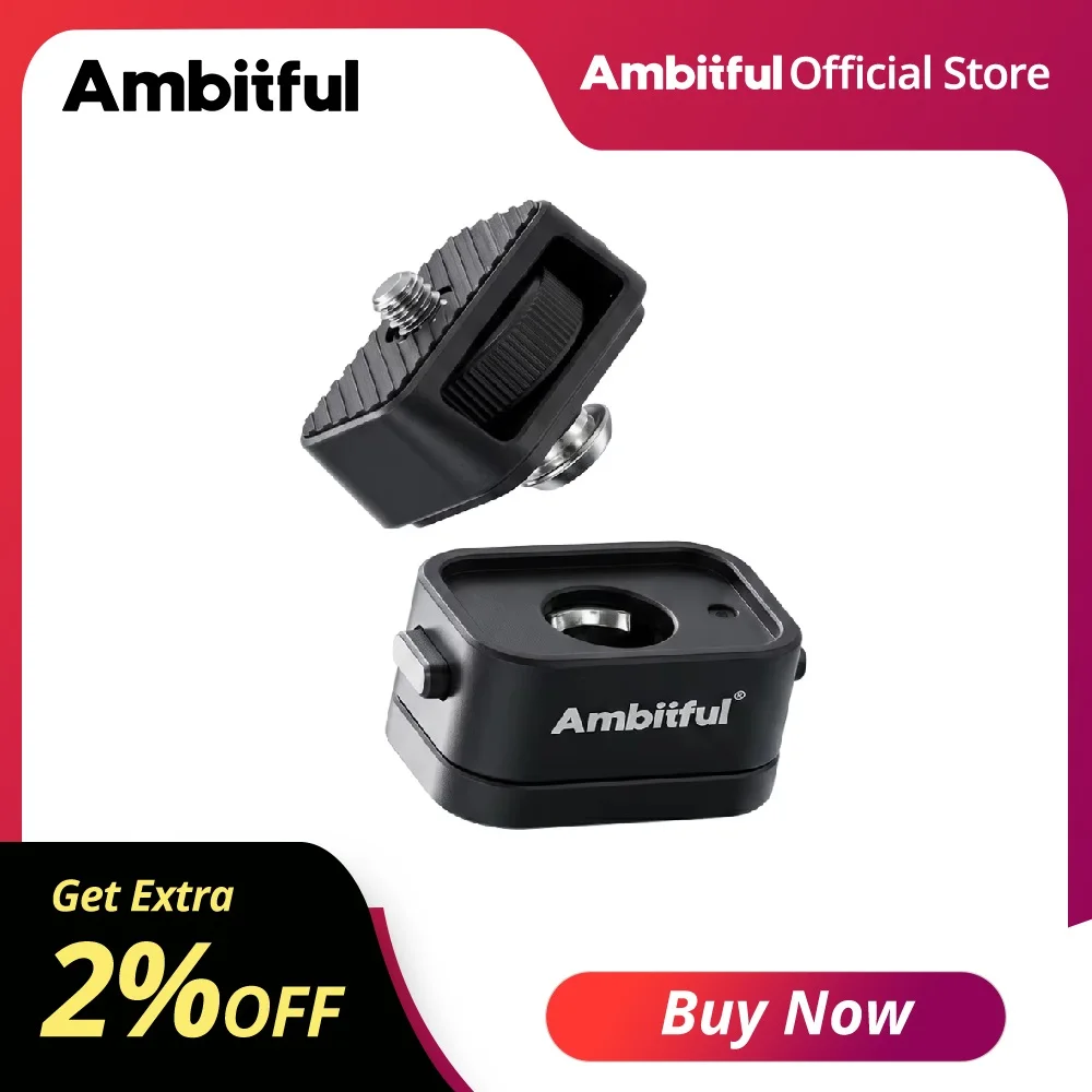 Adaptateur d'extension universel Ambitful 1/4'' à vis MC1, support magnétique à dégagement rapide, adaptateur ultra-léger pour trépied d'appareil photo, lumière LED