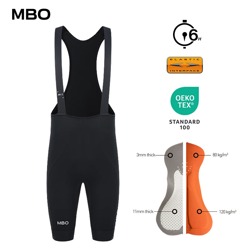 

MBO Cycling Bib Shorts for Men's Outdoor Wear High Quality Biker Shorts with EIT Chamois Support Ride 6 Hours Cycling Clothes