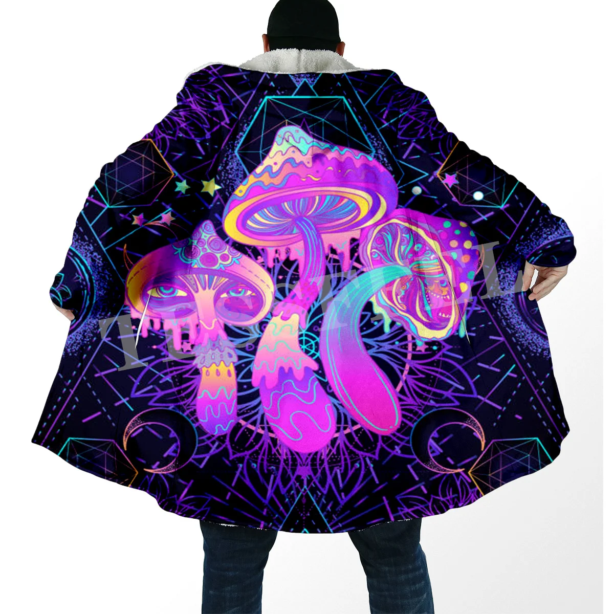 

Mushroom Forest Plants Fungus Trippy Abstract Psychedelic Hippie 3DPrint Windbreaker Winter Casual Hoody Cloak Fleece Overcoat A