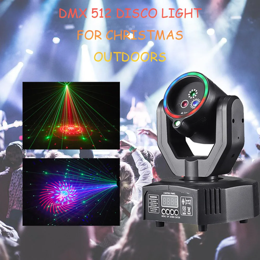 

Mini Moving Head Lazer Light with DMX 512 Rotating RGB LED DJ Disco Nightclub Effect Light for Christmas Outdoors Parties