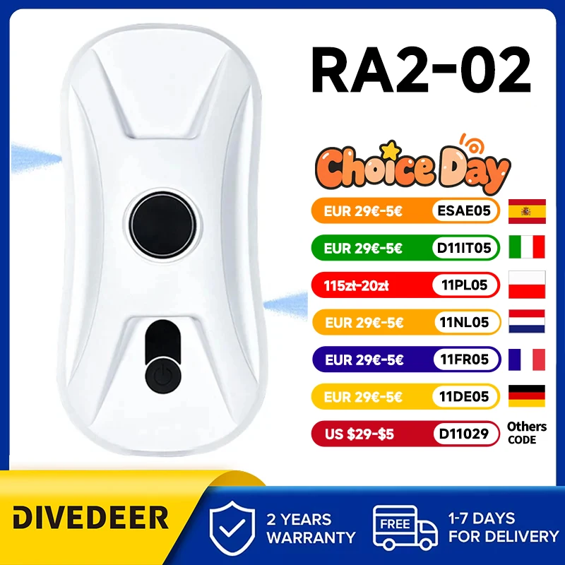 DIVEDEER Robot per la pulizia delle finestre ultrasottile con doppia macchina per la pulizia ad aspirazione con pianificazione intelligente a doppio getto d'acqua