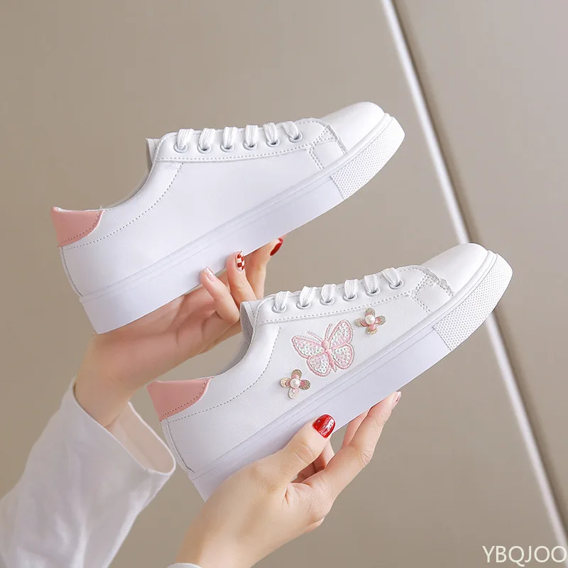 

Women's New White Shoes Fashion breathable flats Casual lace up leather shoes Comfortable versatile ladies Sneakers Zapatos