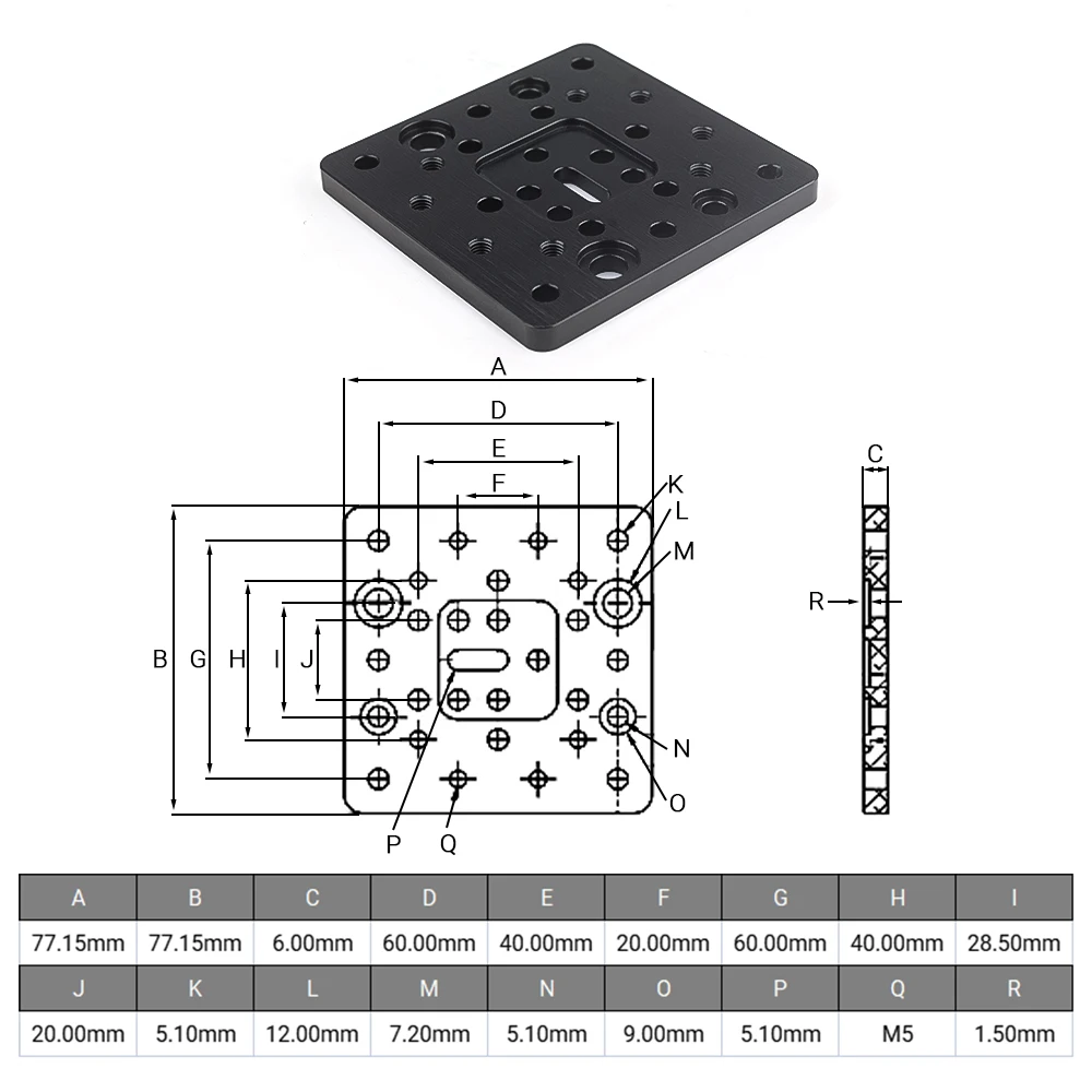 Openbuilds Placa de pórtico de haz C para máquina de haz C, accesorio de piezas, impresora 3D, aleación de aluminio