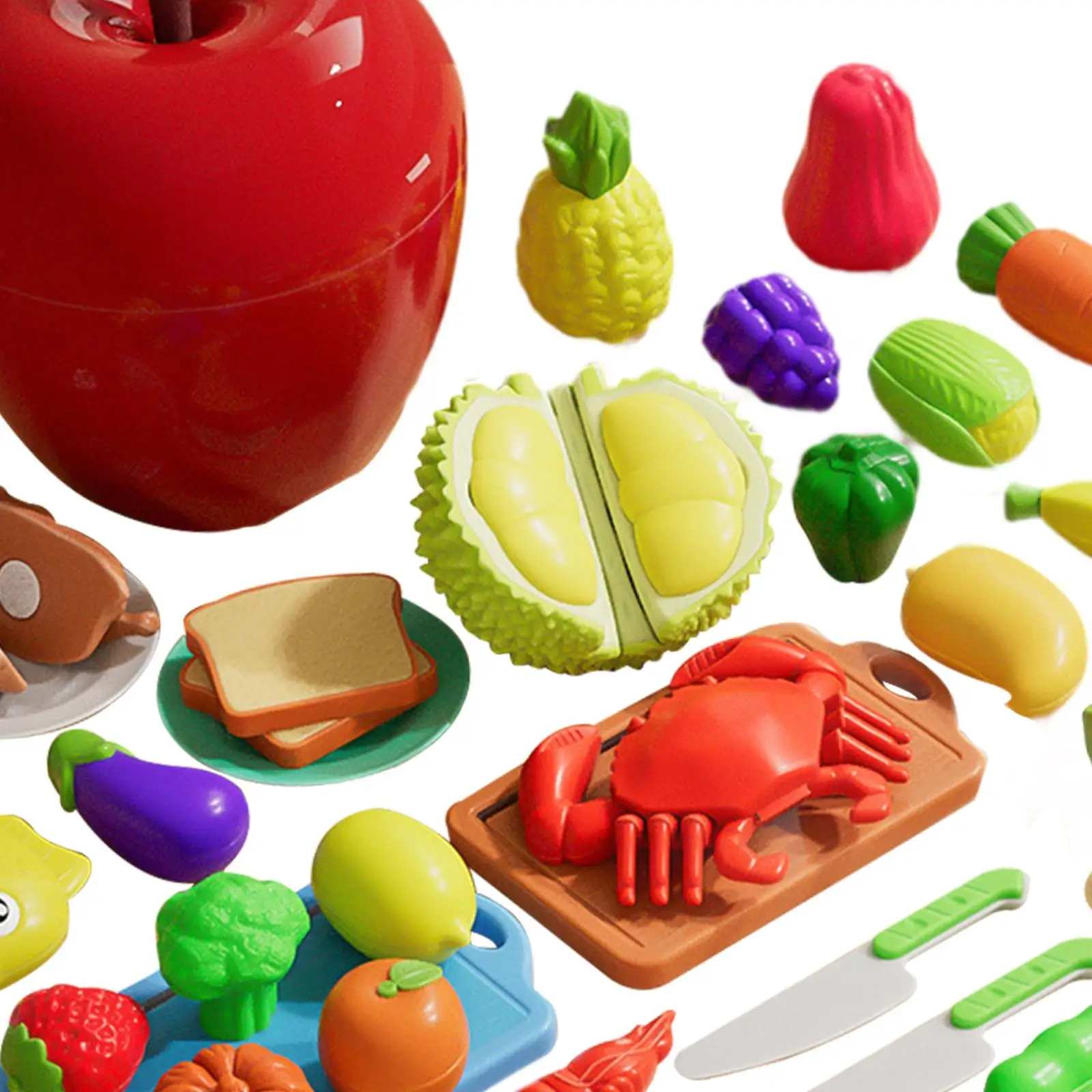 Cutting Playing Food Toy,Pretend Fruit Vegetables Accessory,Pretend Play Kitchen Pretend Food Set for Ages 3+ Years Old Gift