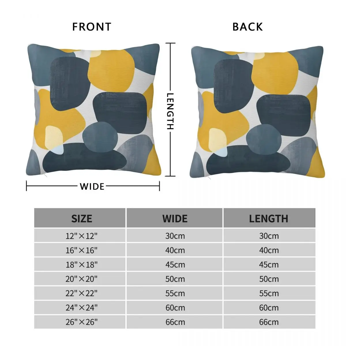 Abstract Shape Grey Mustard Yellow Pillowcase Polyester Linen Velvet Pattern Zip Decorative Pillow Case Home Cushion Cover 45x45