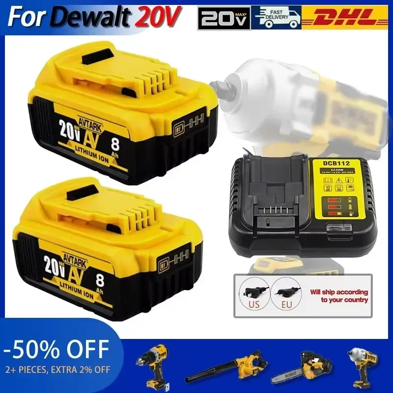 NEW Battery Compatible with dewalt power Tools 18V 8Ah rechargeable electric tool Lithium batteries 20V 18Volt 18v 5Ah 6Ah 8Ah