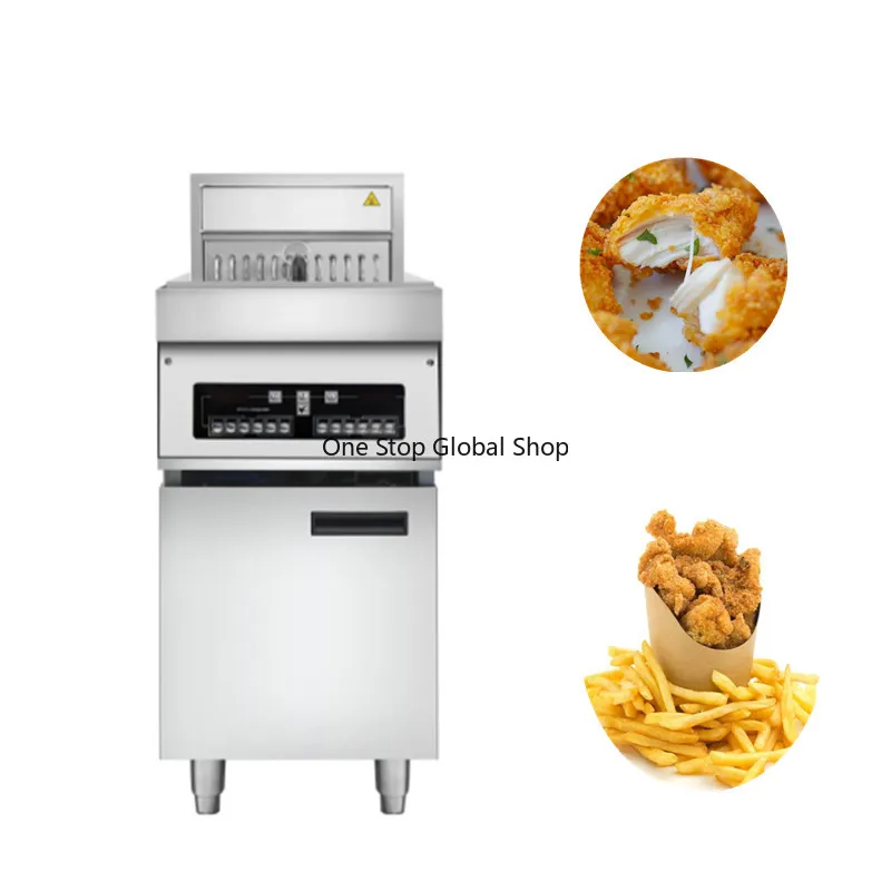 50-195℃ Adjustable Single Tank Chicken Chips Open Fryer Food / For Restaurant