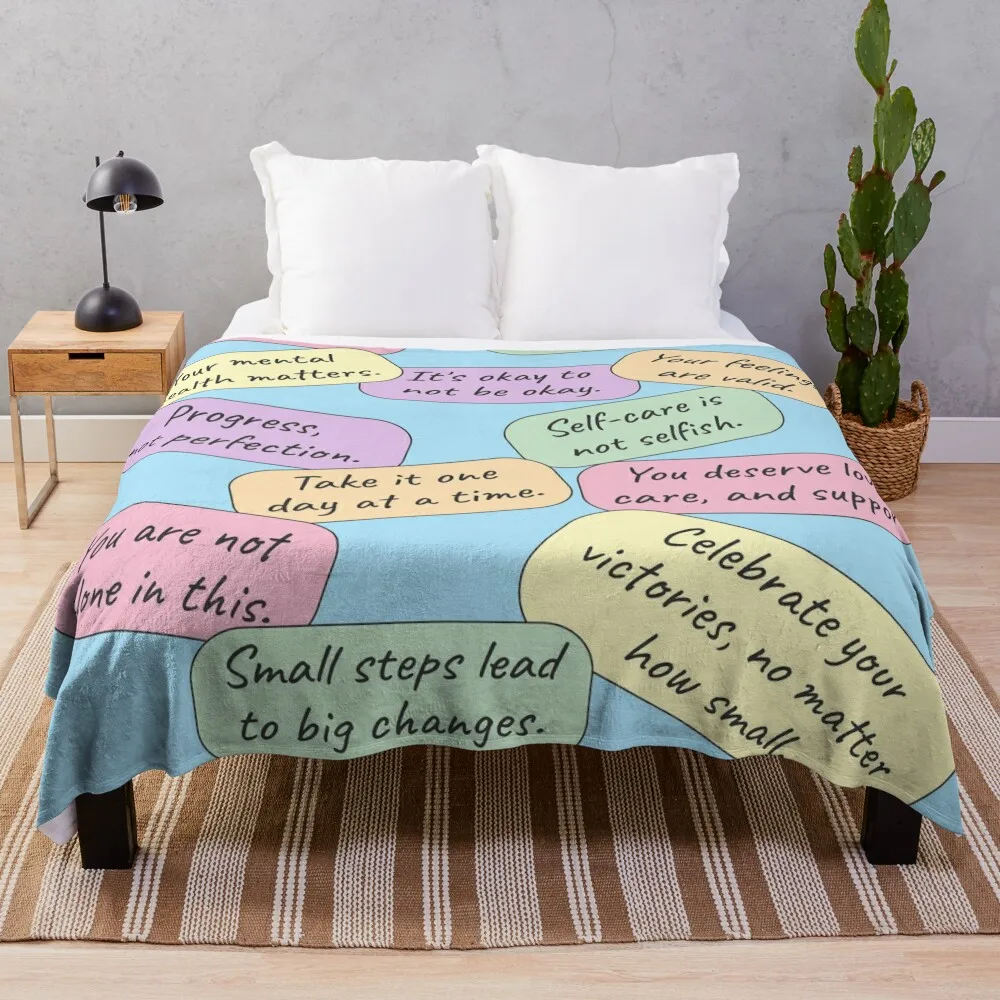 

Mental Health Reminders Artwork Throw Blanket Retros warm for winter Luxury Blankets