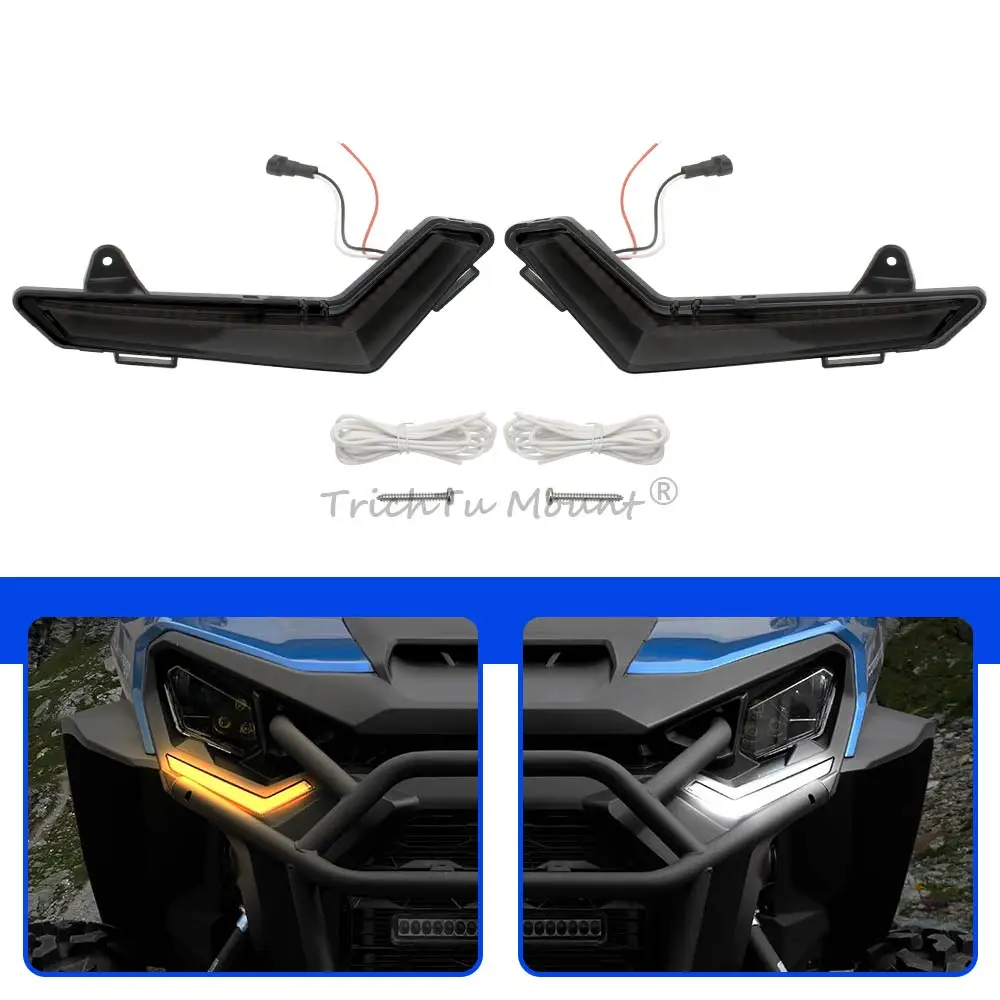 Led Front Turn Signal Lamps Fits For Can-Am Defender Commander (Max) 2020–2025 Smoke Dc 12V Led Abs Housing Running Turn Lights