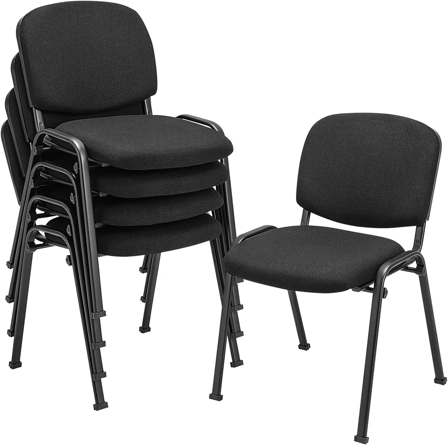 

5-Pack Conference Chair Set - Stackable Guest Chair with Metal Frame, Padded Cushion, Stacking Reception Chair, Lobby Chairs