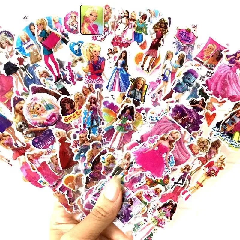 6/12 قطعة لعبة باربي ملصق ثلاثية الأبعاد للأطفال أنيمي الكرتون فقاعة لصق رشاقته مكافأة ملصق الاطفال اللعب هدية