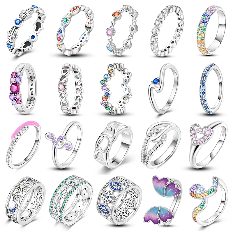 

4. Rings For Women 100% 925 Sterling Silver Trendy and Elegant Colored Zirconia Rings Wedding Engagement Birthday Jewelry Gifts