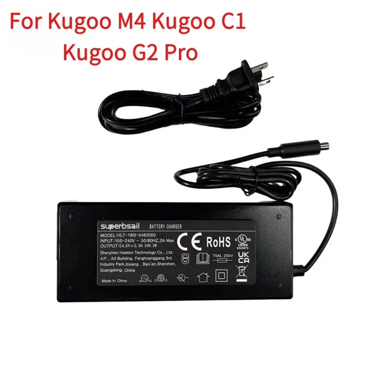 

54.6V 2A Lithium Battery Charger For 48V Li ion Battery Pack Kugoo M4 C1 G2 Pro Electric Scooter Power Adapter