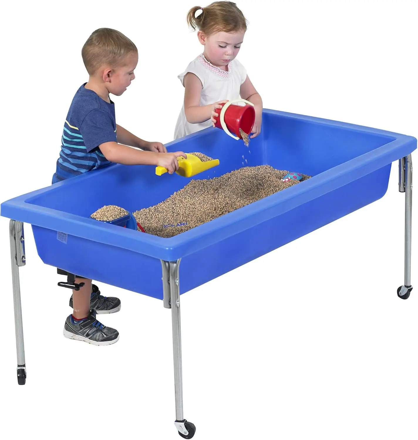 Sensory Sand and Water Activity Table and Lid Set for Preschool, Daycare, Classroom, Outdoor Play, 18", Blue