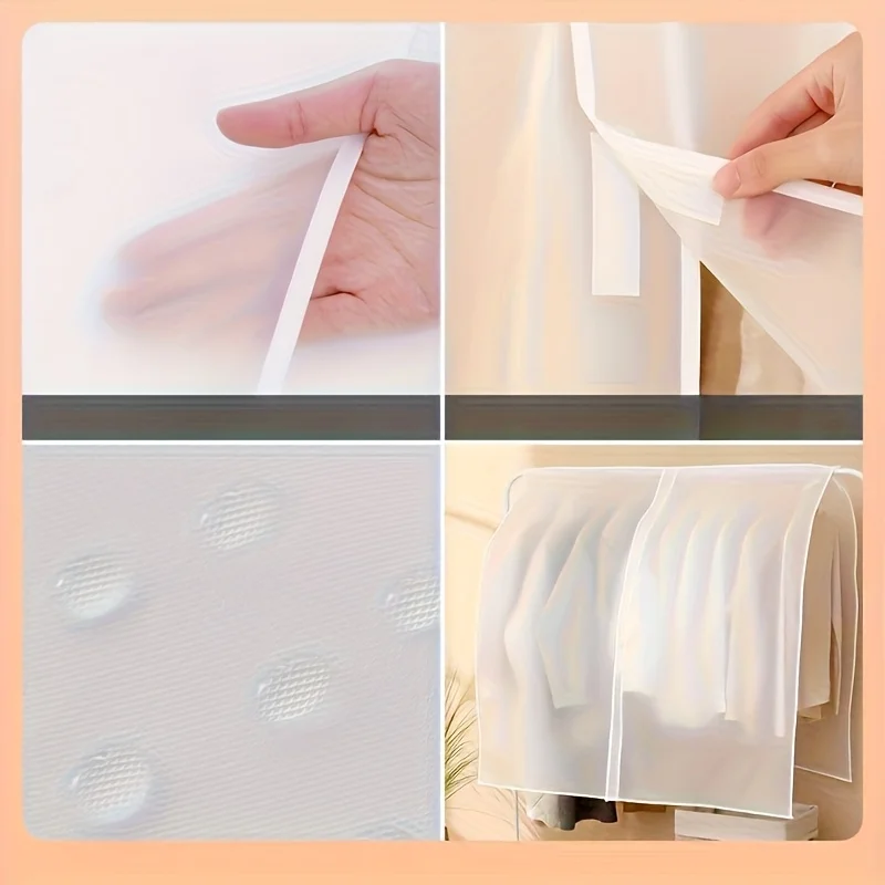 4pcs Clothes Dust Cover Translucent Dress Clothes Garment Dust Cover Hanging Organizer Waterproof Dustproof Clothes Storage - view 4