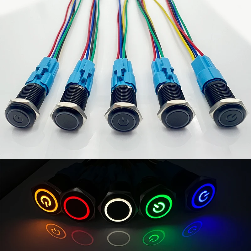

Aluminum Alloy Shell Button Switch 16/19/22mm Waterproof and Dustproof Self-Locking/Self-Resetting Optional 5V 12V 24V 220V