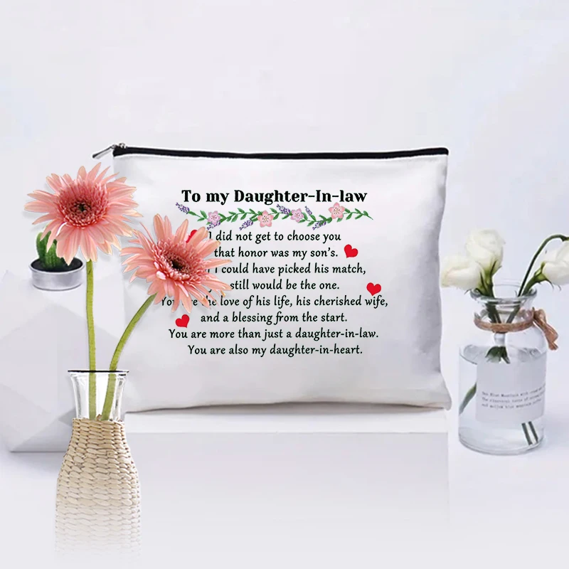 

To My Daughter in Law Gift Makeup Bag Best Gift for Daughter Women Cosmetic Pouch Gift for Daughter in Law Future Girl Purse