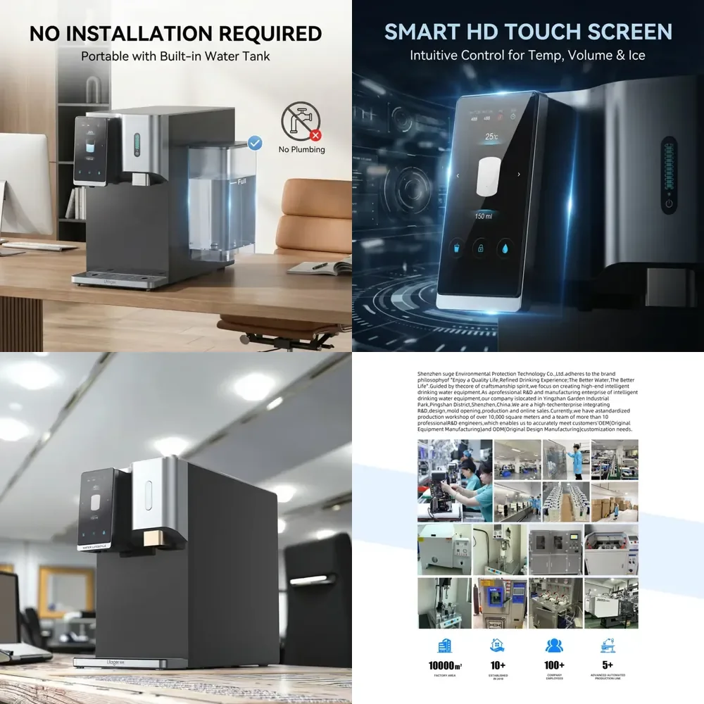 

Plug and Play Electric Countertop RO Water Dispenser with Ice Maker and Hot/Cold Features for Hotel Office Household Use