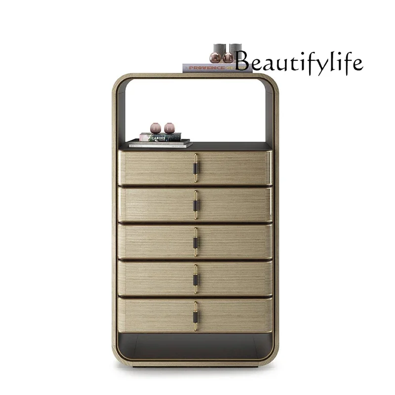 

55Italian minimalist chest of drawers foyer home decoration light luxury locker solid wood Nordic side cabinet