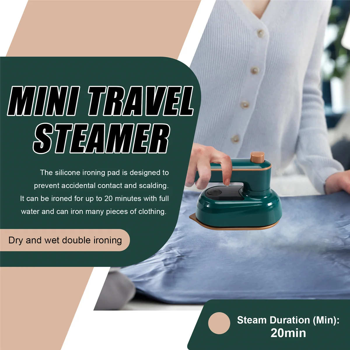 مكواة صغيرة محمولة باليد رطبة وجافة مولد مزدوج ساخن مُبخّر ملابس محمول للمنزل والسفر بقابس أمريكي