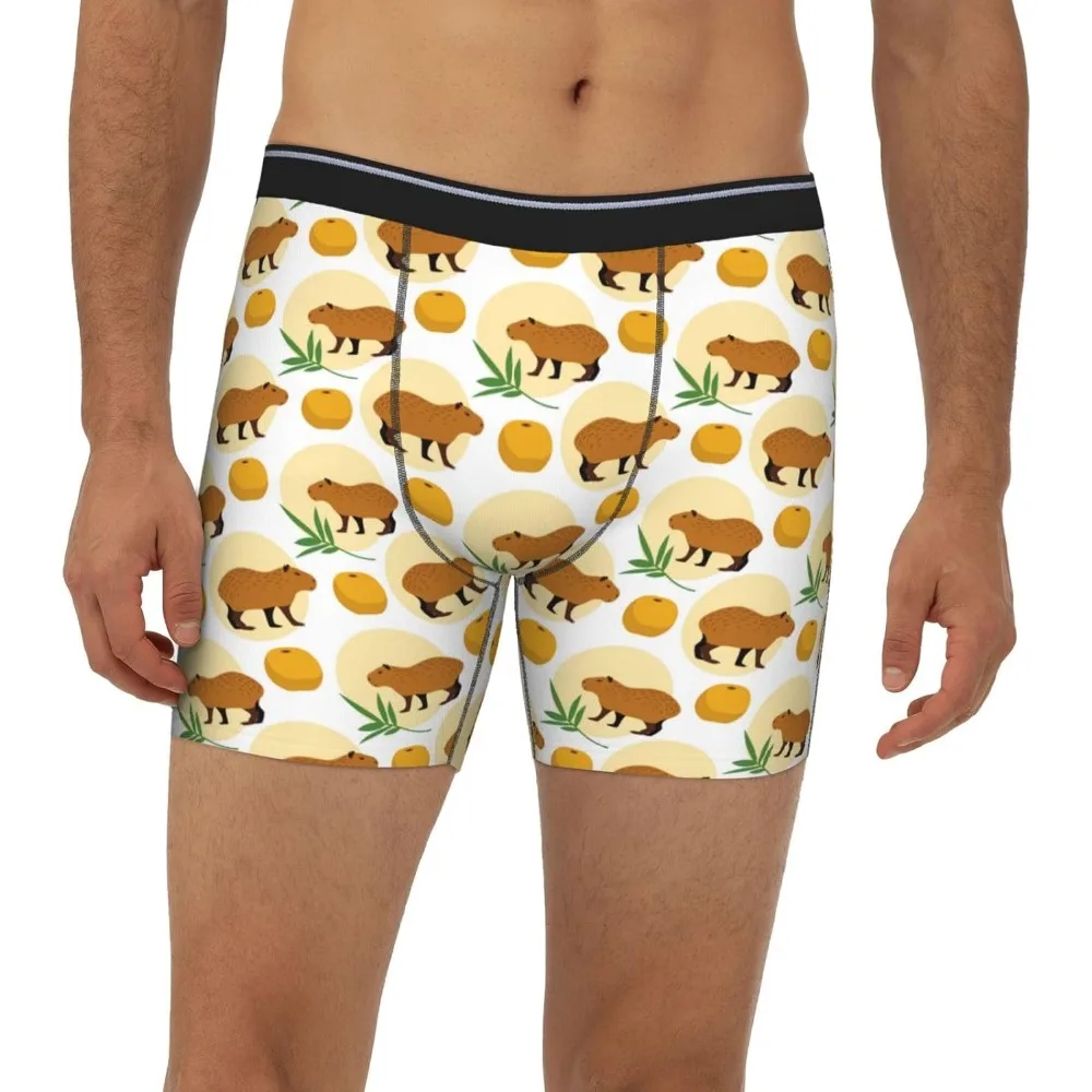 

Mens Underwear - Cartoon Orange Capybara Boxer Briefs For Men Pack, Mens Boxer Briefs Shorts